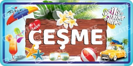 20x30 cm Dekoratif Eskitme Turistik Yerler Metal Plakalar - Çeşme 2