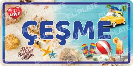 20x30 cm Dekoratif Eskitme Turistik Yerler Metal Plakalar - Çeşme 1