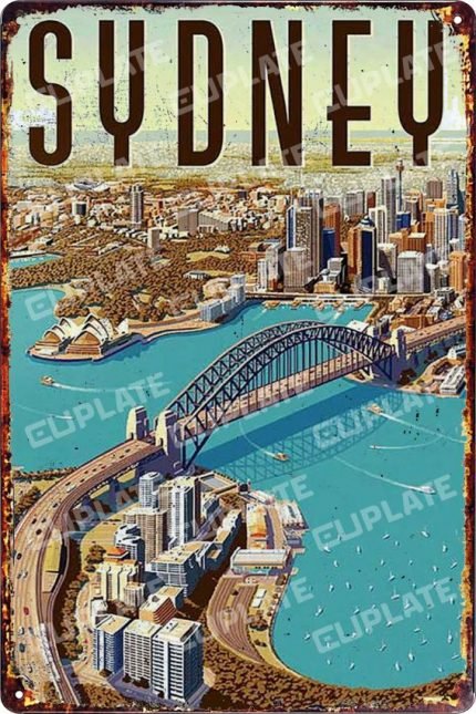 20 x 30 cm Dekoratif Metal Plaka Sidney 2
